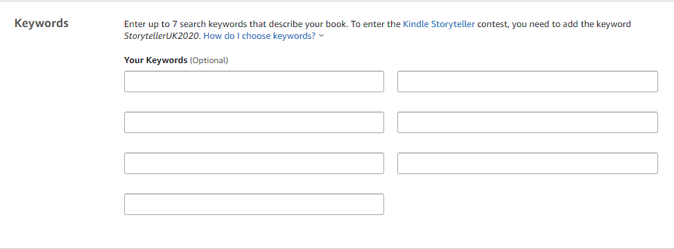 7 kindle keywords in Amazon KDP