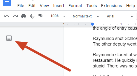 Navigation Option Google Docs