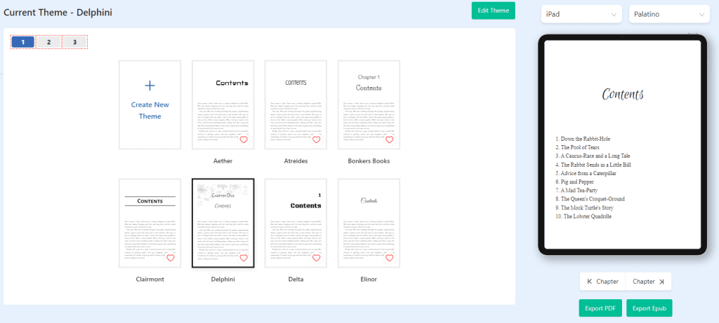Table of Contents Preview in Atticus