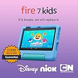 Amazon Fire 7 Kids tablet, ages 3-7. Top-selling 7" kids tablet on Amazon - 2022 | ad-free content with parental controls included, 10-hr battery, 16 GB, Blue