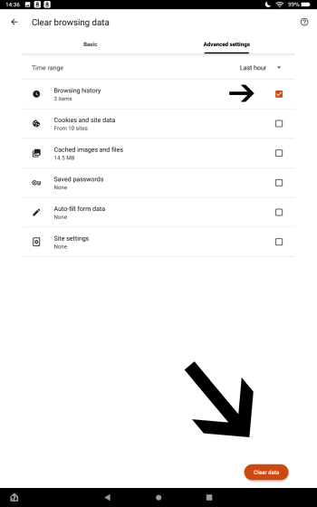Clear browsing data